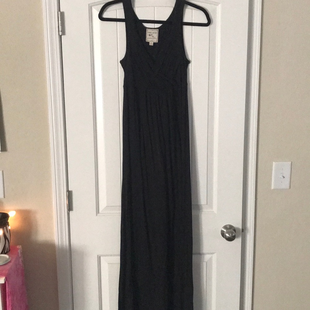 Pink Rose Black Maxi Dress